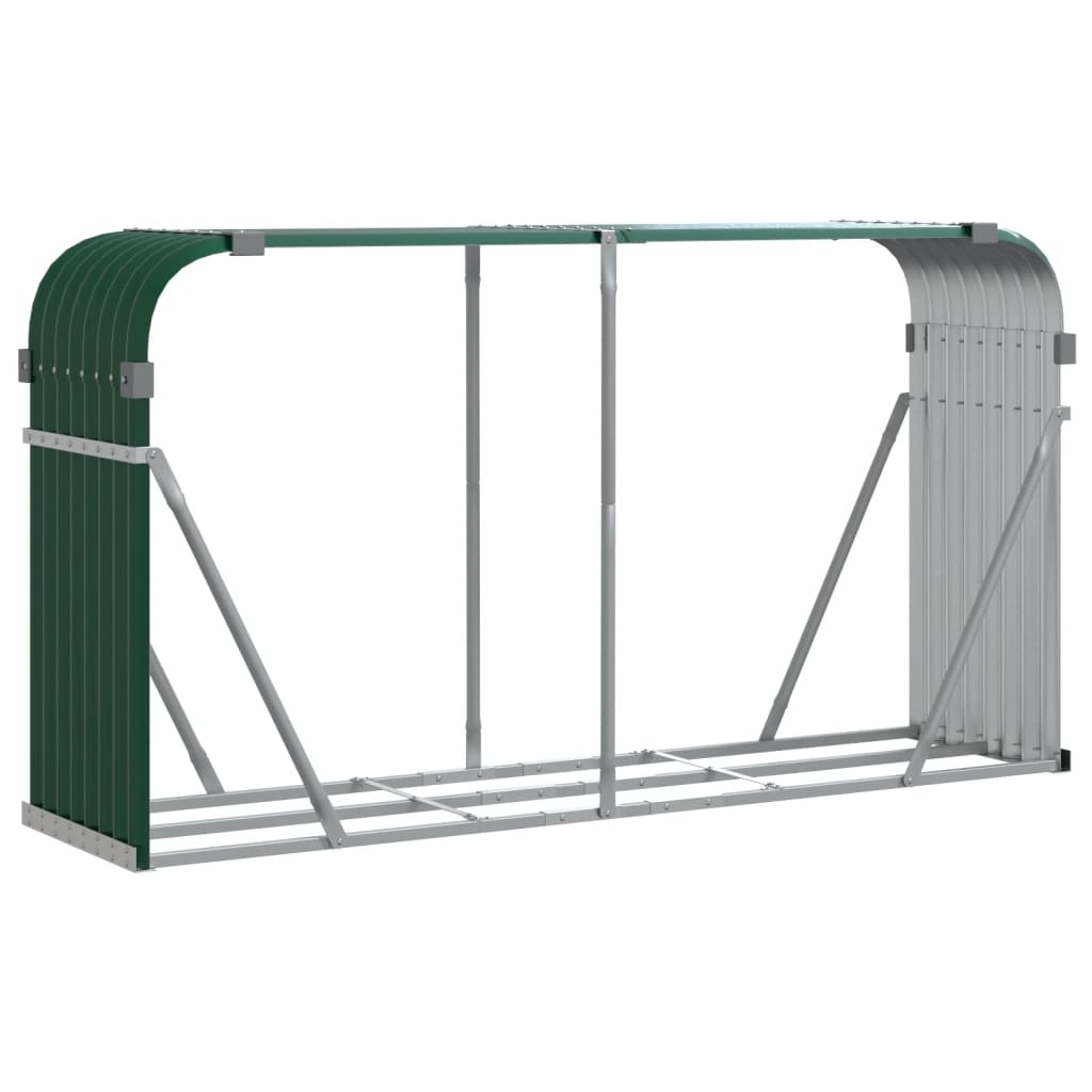 vidaXL Log Holder Green 180x45x100 cm Galvanised Steel 2