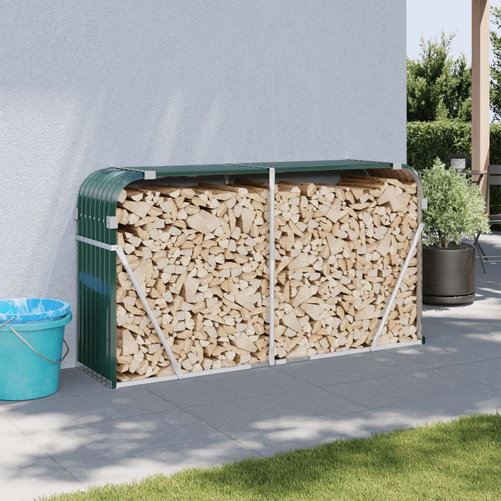vidaXL Log Holder Green 180x45x100 cm Galvanised Steel 1