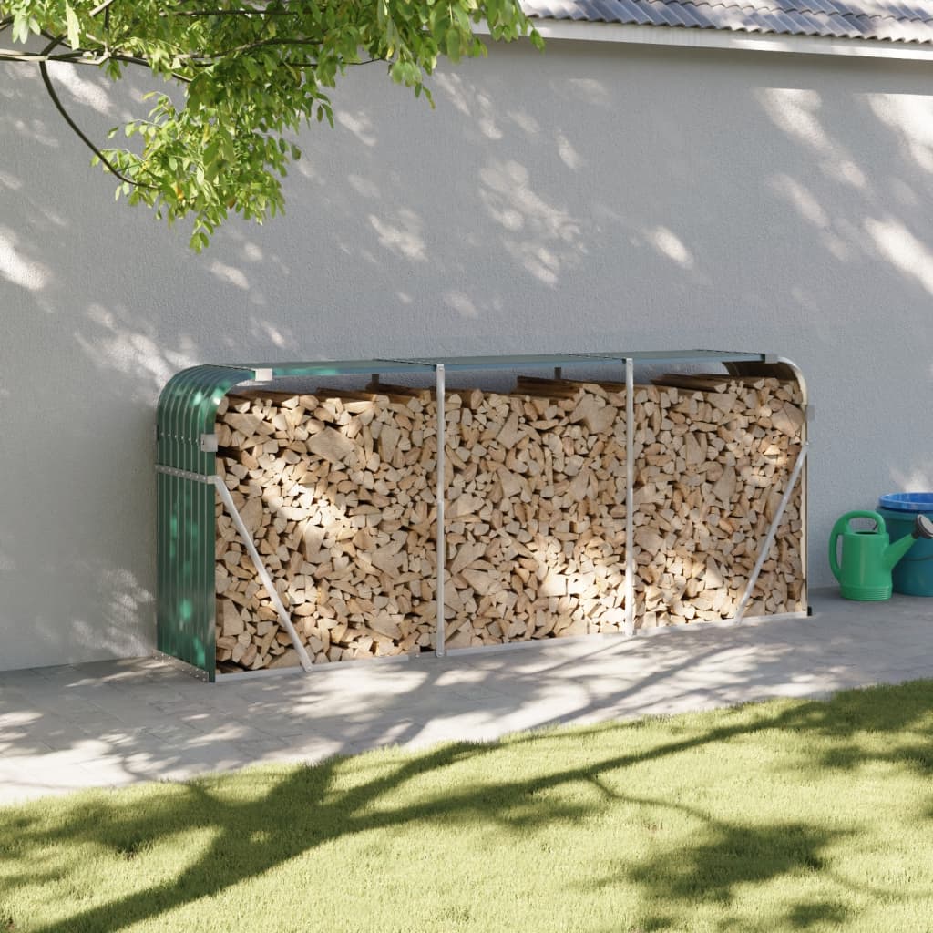vidaXL Log Holder Green 234x45x100 cm Galvanised Steel 1