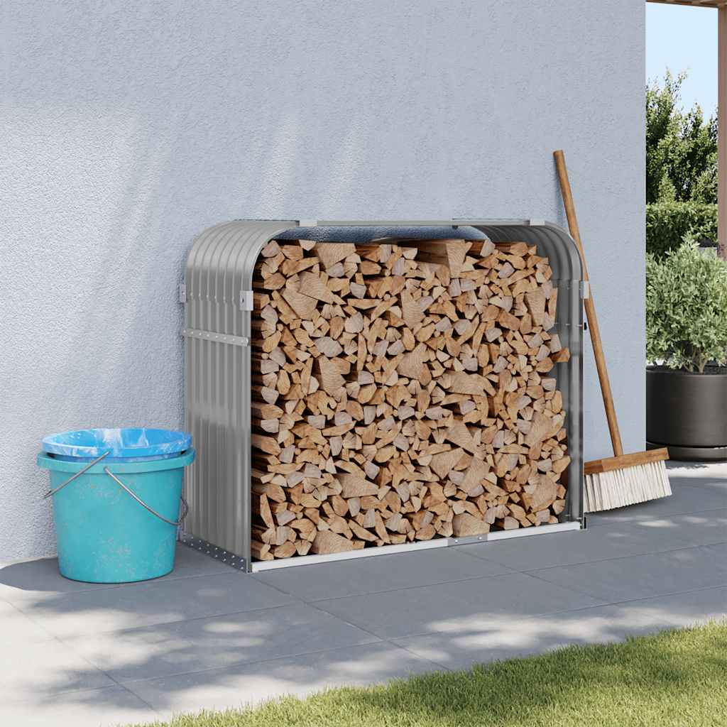 vidaXL Log Holder Light Grey 120x45x100 cm Galvanised Steel 1