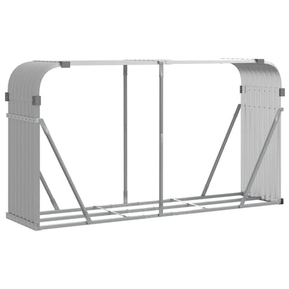 vidaXL Log Holder Light Grey 180x45x100 cm Galvanised Steel 2