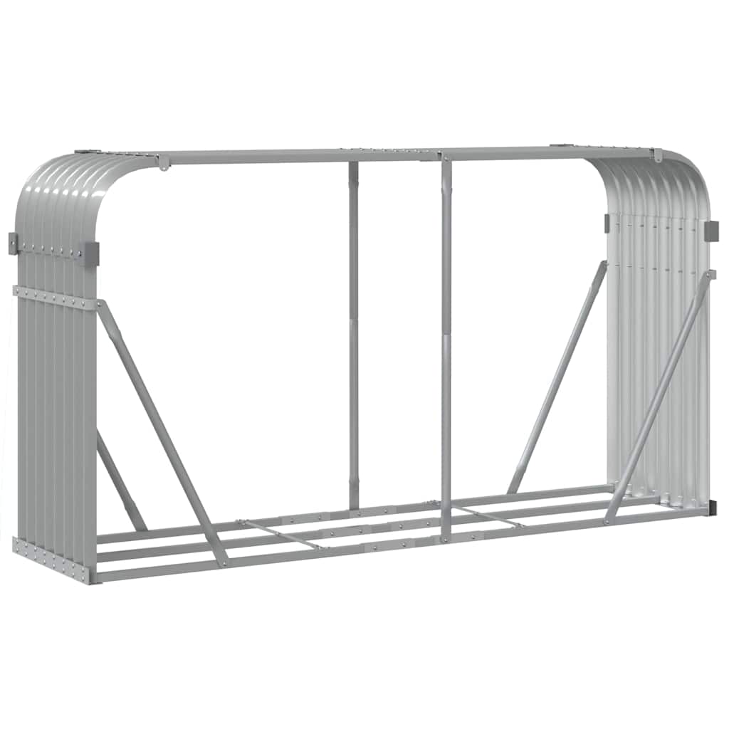 vidaXL Log Holder Light Grey 180x45x100 cm Galvanised Steel 6