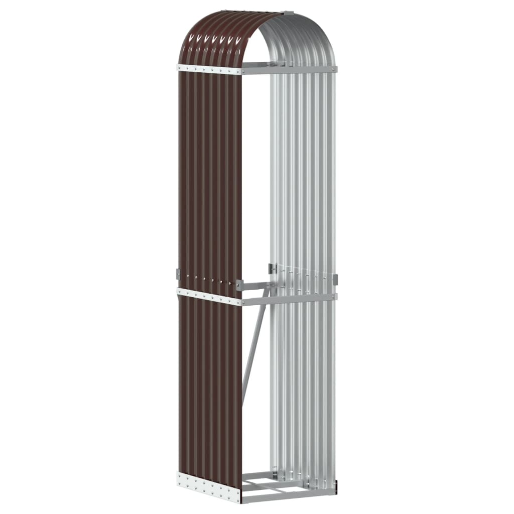 vidaXL Log Holder Brown 40x45x170 cm Galvanised Steel 2