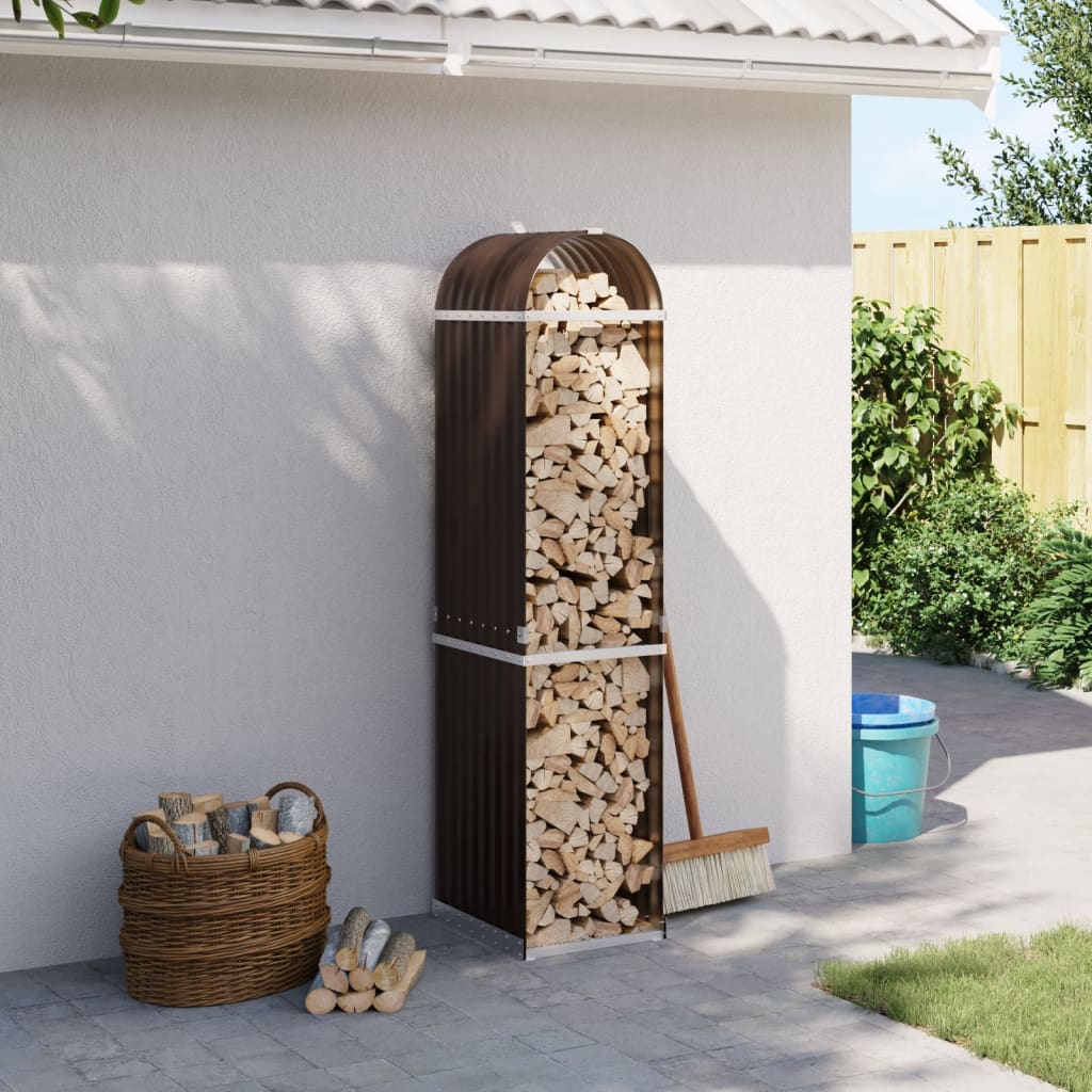 vidaXL Log Holder Brown 40x45x170 cm Galvanised Steel 1