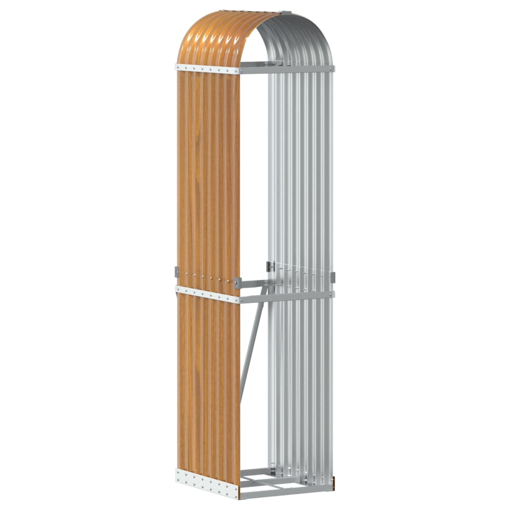 vidaXL Log Holder Wood Look 40x45x170 cm Galvanised Steel 2