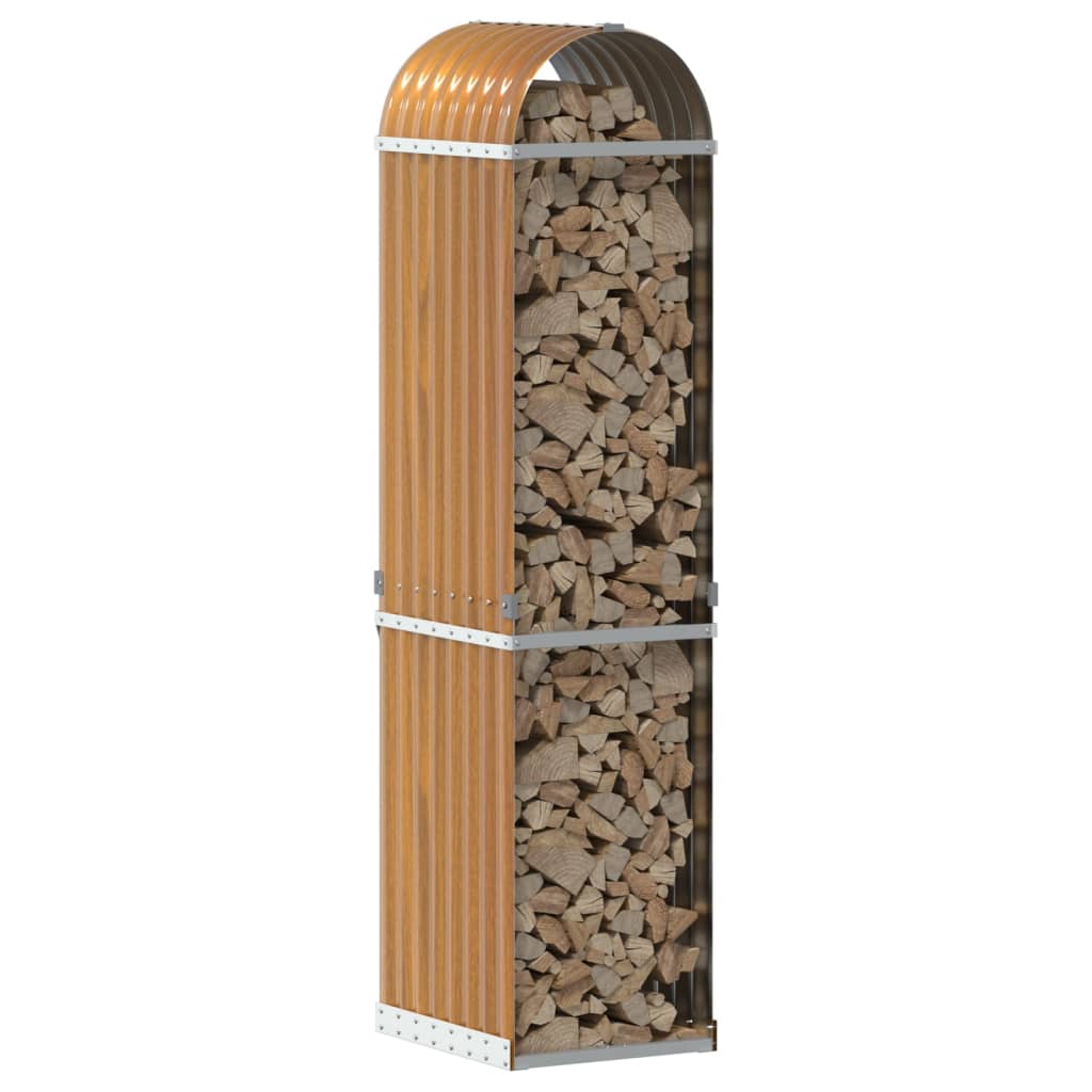 vidaXL Log Holder Wood Look 40x45x170 cm Galvanised Steel 3