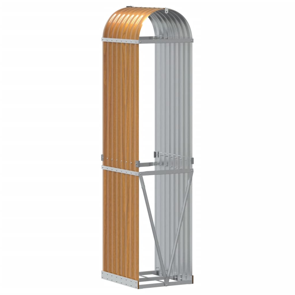 vidaXL Log Holder Wood Look 40x45x170 cm Galvanised Steel 6