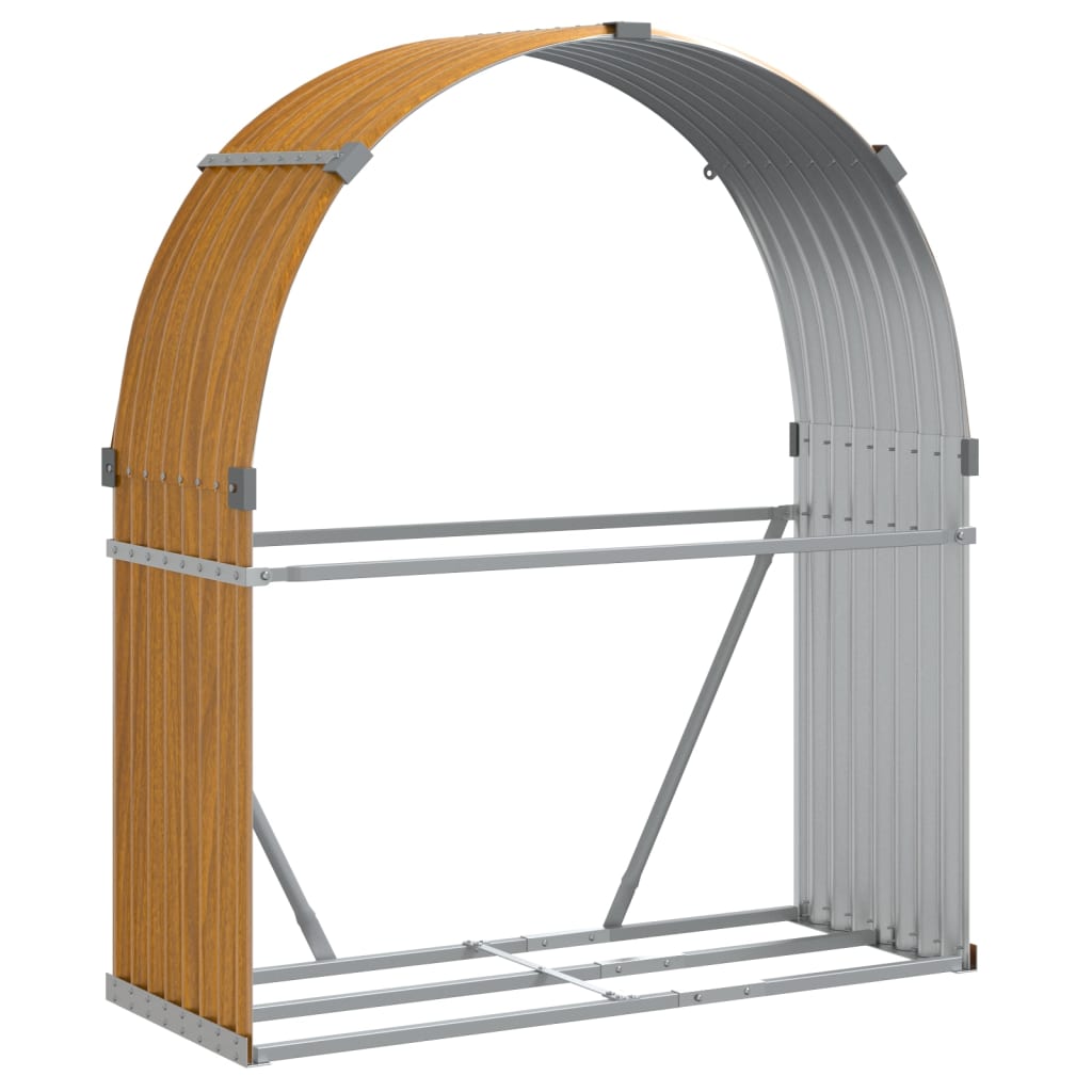 vidaXL Log Holder Wood Look 120x45x140 cm Galvanised Steel 2