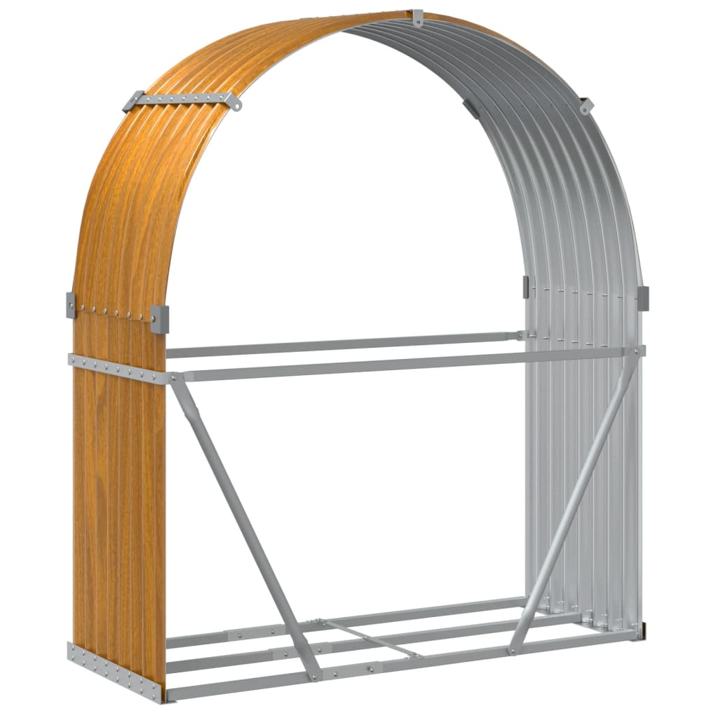 vidaXL Log Holder Wood Look 120x45x140 cm Galvanised Steel 6
