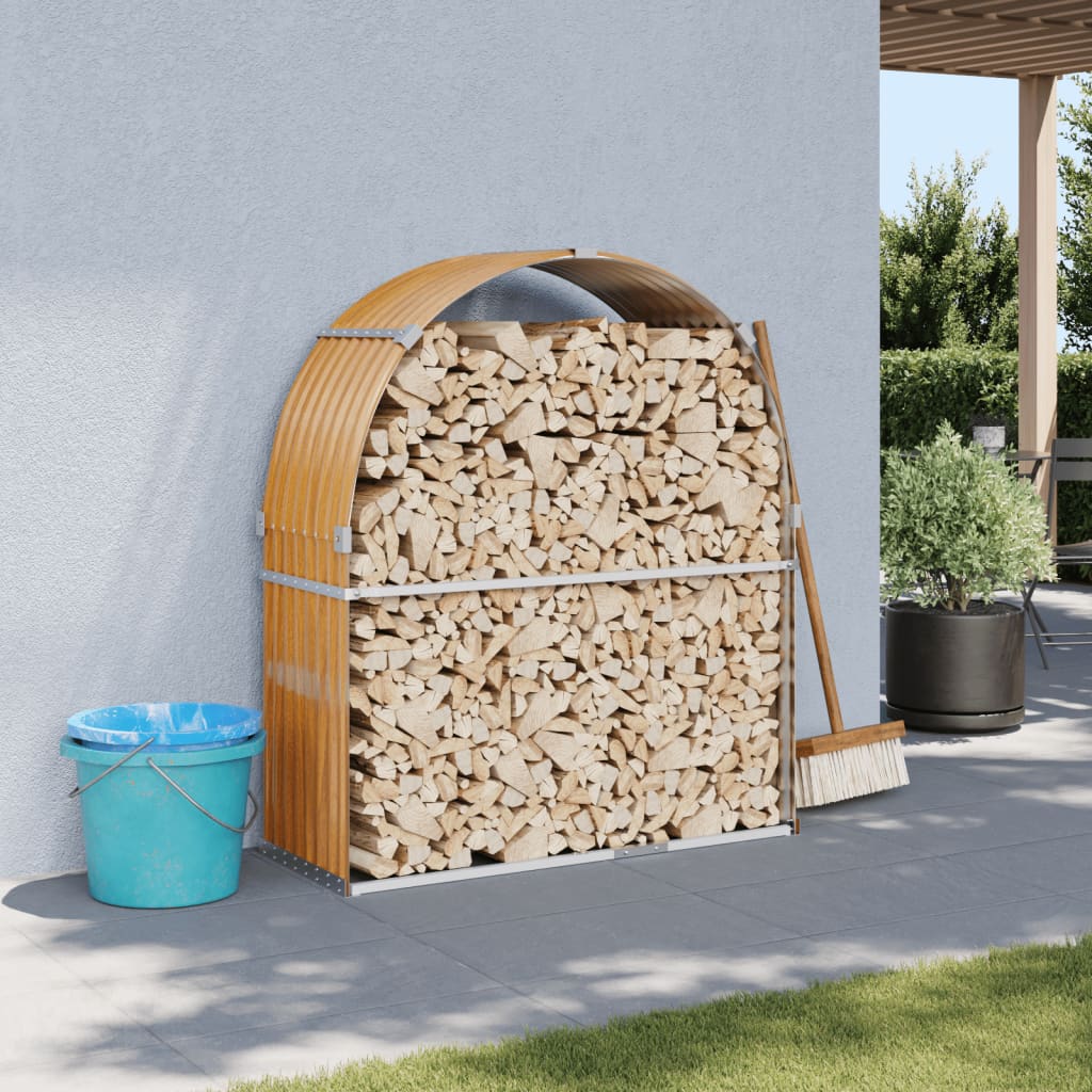 vidaXL Log Holder Wood Look 120x45x140 cm Galvanised Steel 1