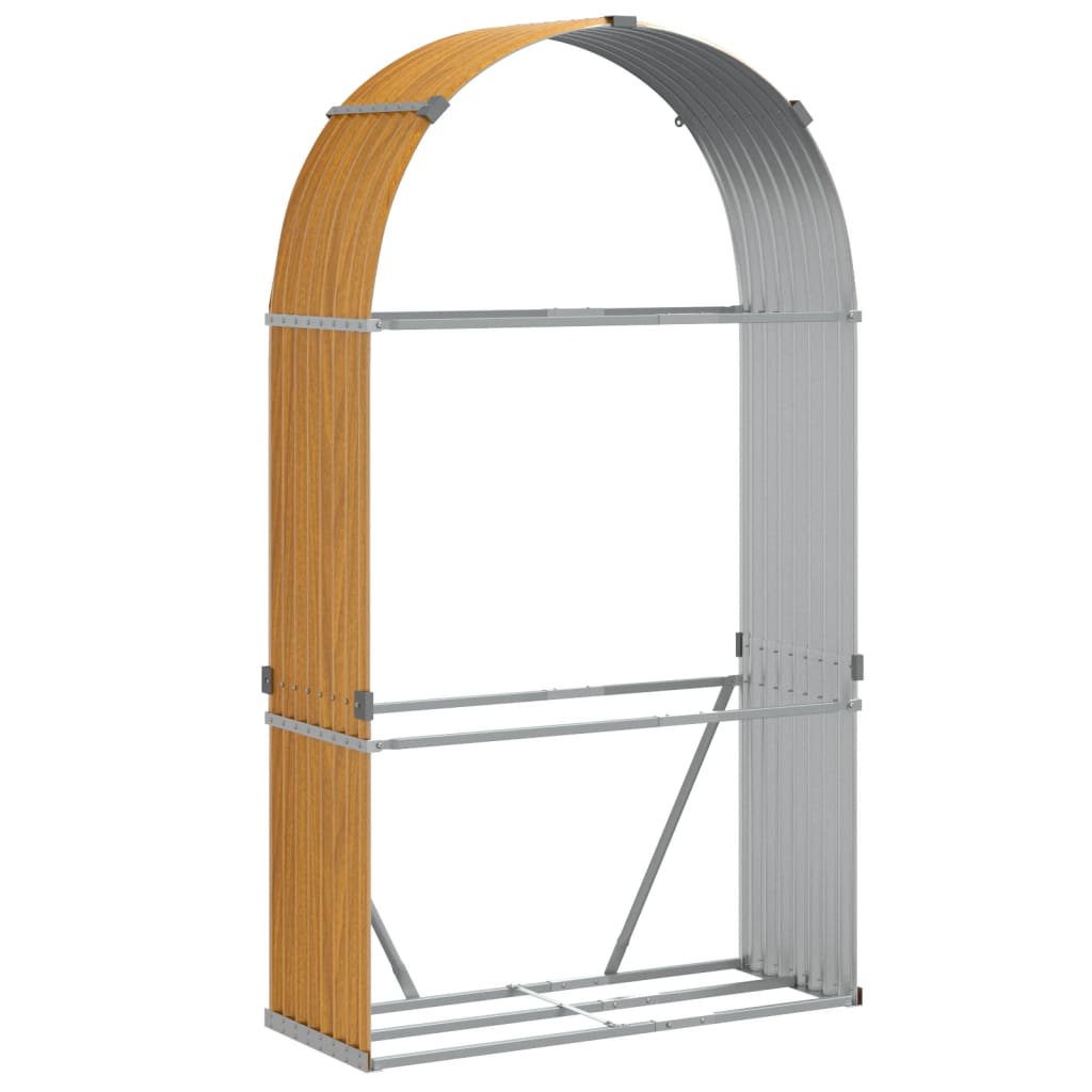 vidaXL Log Holder Wood Look 120x45x210 cm Galvanised Steel 2