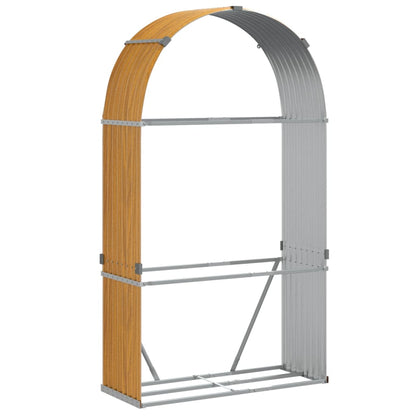 vidaXL Log Holder Wood Look 120x45x210 cm Galvanised Steel 2