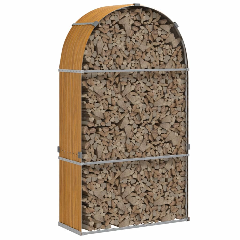 vidaXL Log Holder Wood Look 120x45x210 cm Galvanised Steel 3