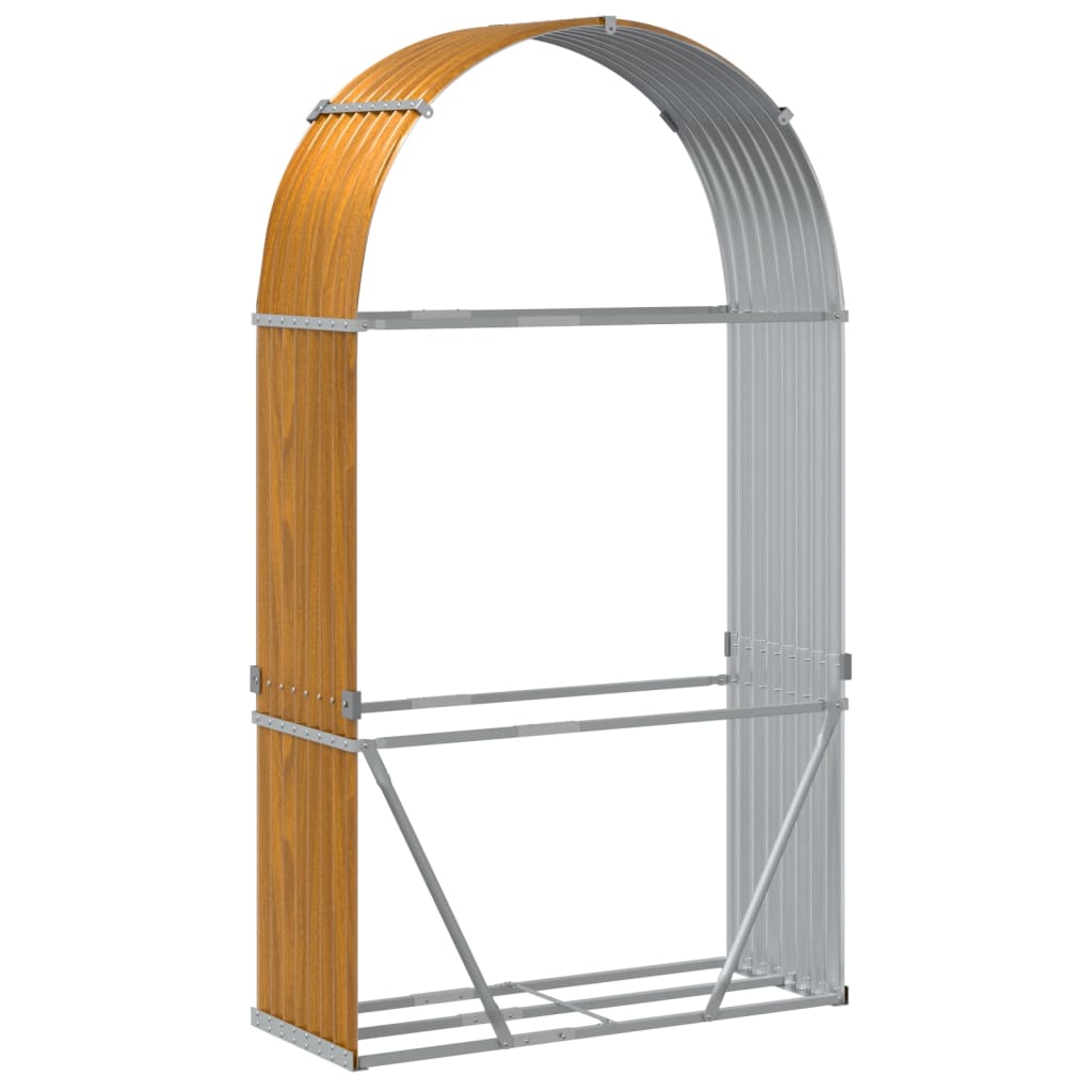 vidaXL Log Holder Wood Look 120x45x210 cm Galvanised Steel 6