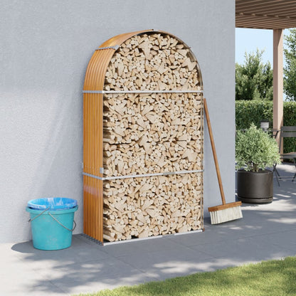 vidaXL Log Holder Wood Look 120x45x210 cm Galvanised Steel 1