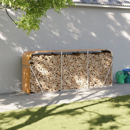 vidaXL Log Holder Galvanised Steel Wood Look