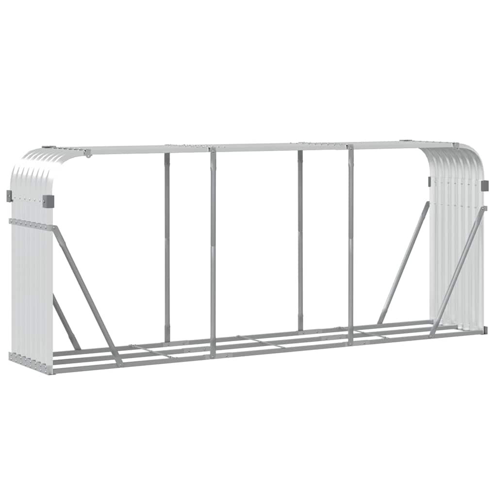 vidaXL Log Holder Silver 234x45x100 cm Galvanised Steel 4