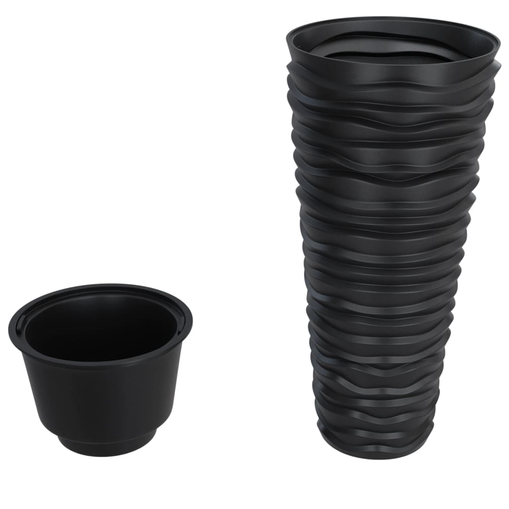 vidaXL Planter with Removable Inner Anthracite 18/45 L PP Grooved Look 3