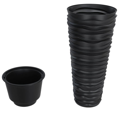 vidaXL Planter with Removable Inner Anthracite 18/45 L PP Grooved Look 3