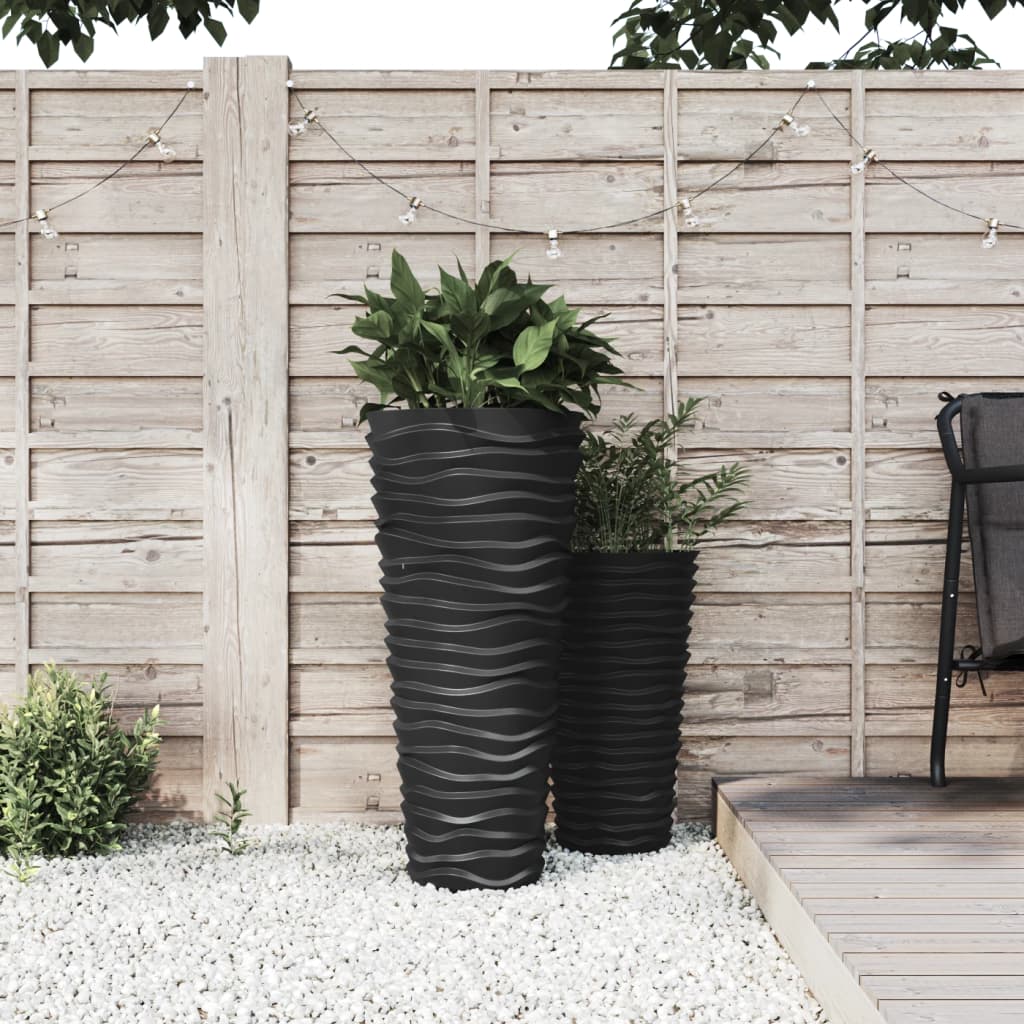 vidaXL Planter with Removable Inner Anthracite 18/45 L PP Grooved Look 1