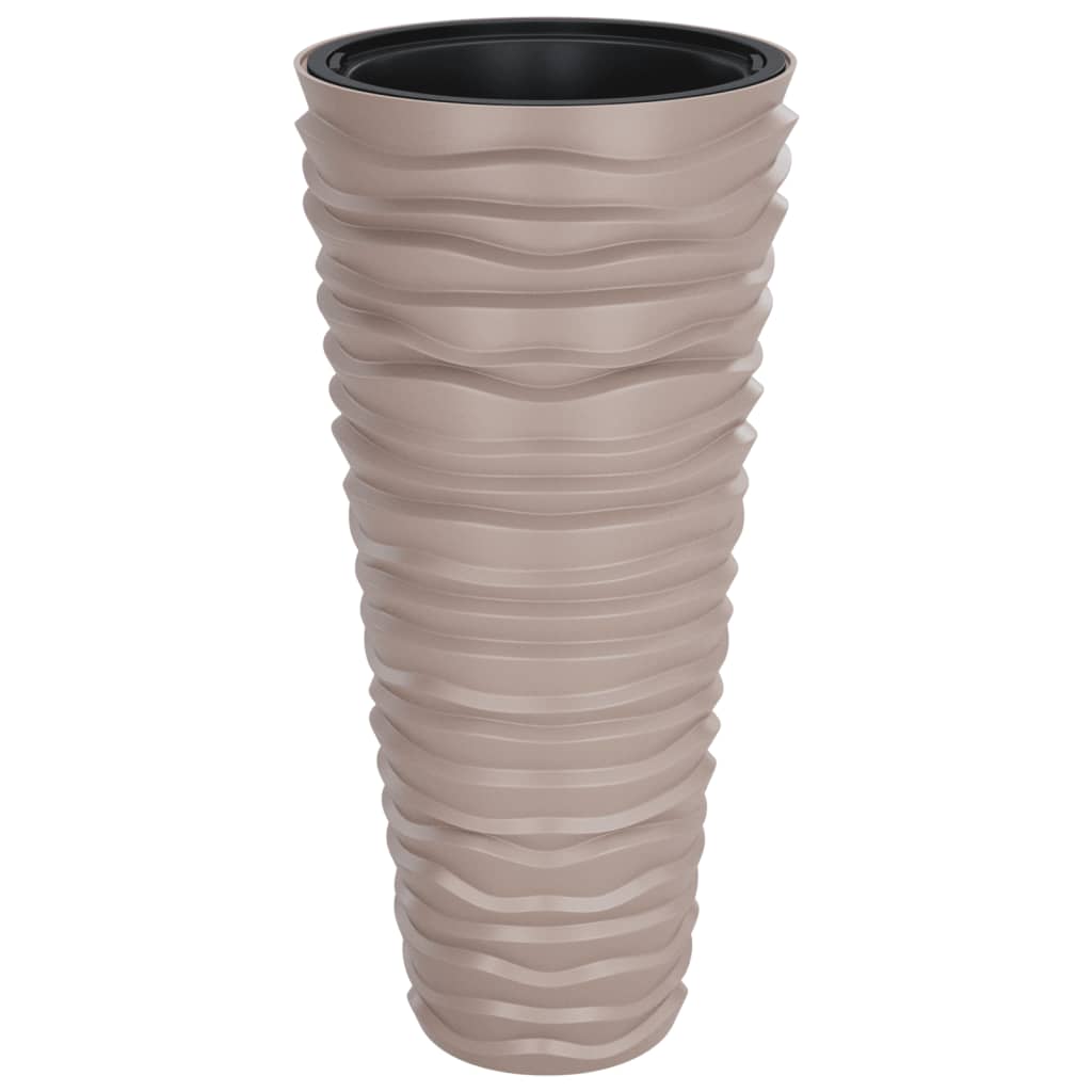 vidaXL Planter with Removable Inner Mocha 18/45 L PP Grooved Look 2