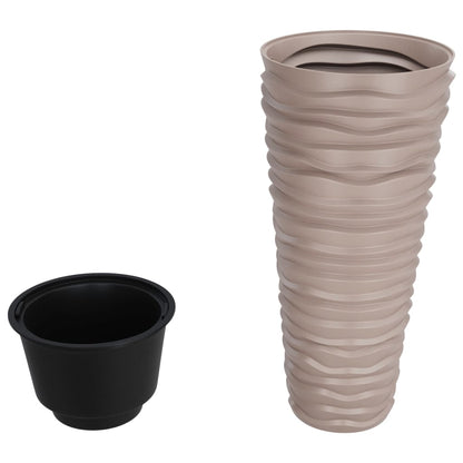 vidaXL Planter with Removable Inner Mocha 18/45 L PP Grooved Look 3