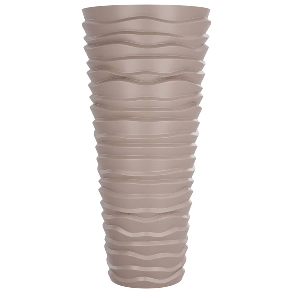 vidaXL Planter with Removable Inner Mocha 18/45 L PP Grooved Look 4
