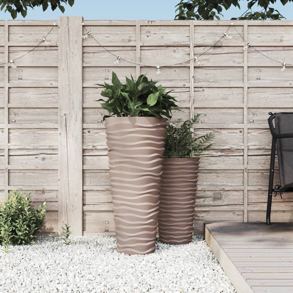vidaXL Planter with Removable Inner Mocha 18/45 L PP Grooved Look 1