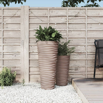 vidaXL Planter with Removable Inner Mocha 18/45 L PP Grooved Look 1