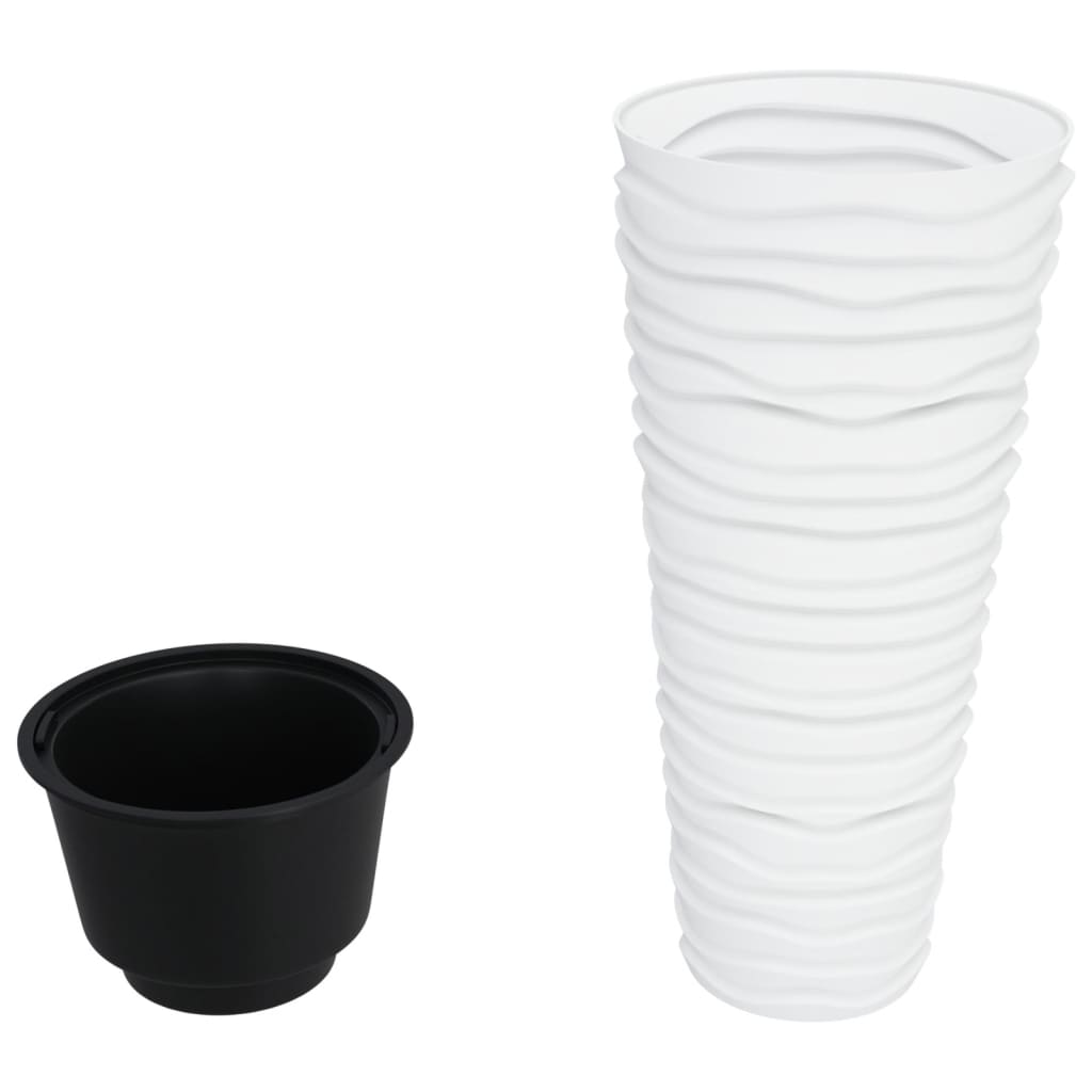 vidaXL Planter with Removable Inner White 18/45 L PP Grooved Look 3