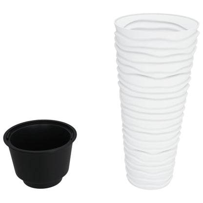 vidaXL Planter with Removable Inner White 18/45 L PP Grooved Look 3