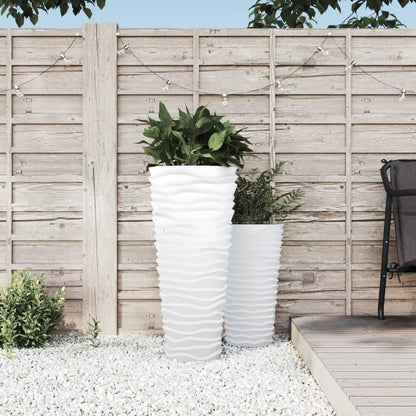 vidaXL Planter with Removable Inner White 18/45 L PP Grooved Look 1