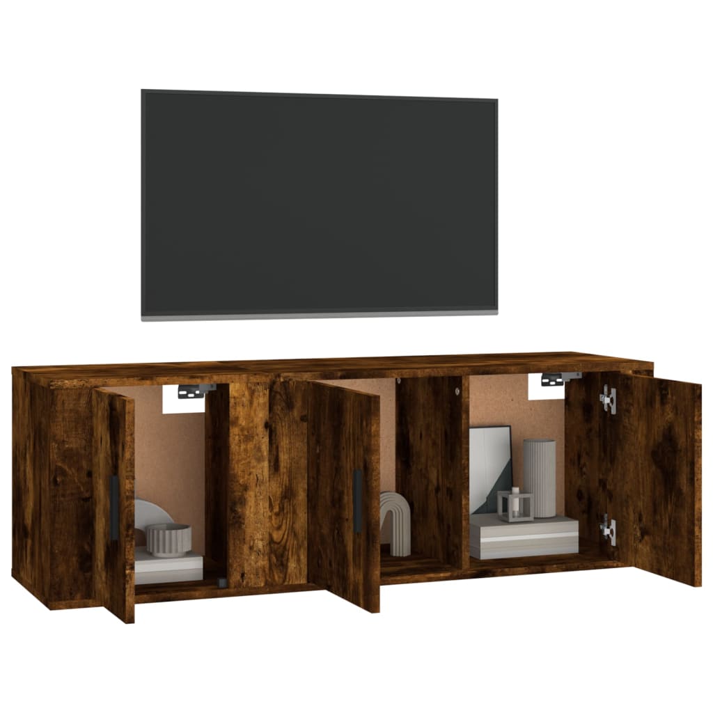 vidaXL 2 Piece TV Cabinet Set Smoked Oak Engineered Wood 3
