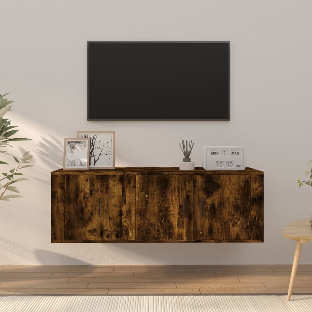 vidaXL 2 Piece TV Cabinet Set Smoked Oak Engineered Wood 1