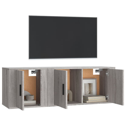 vidaXL 2 Piece TV Cabinet Set Grey Sonoma Engineered Wood 3
