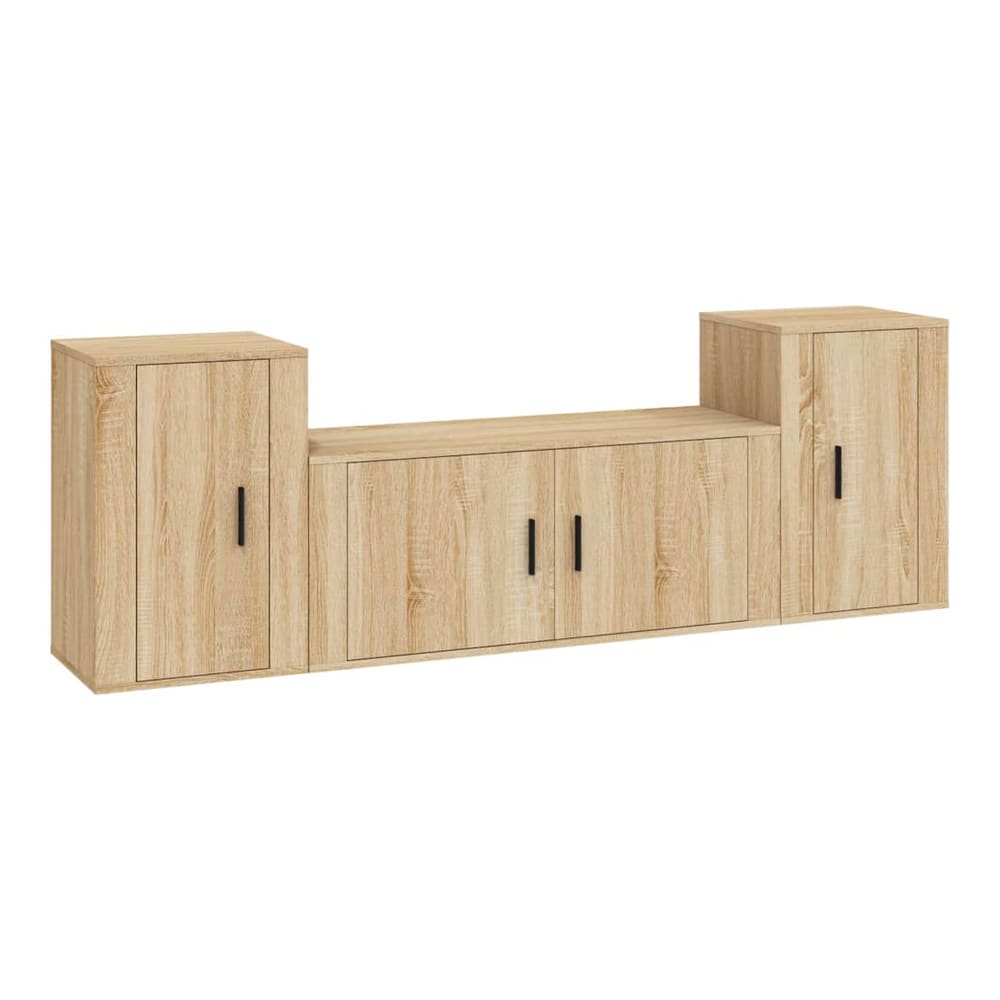 3 Piece TV Cabinet Set Engineered Wood Sonoma oak