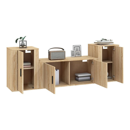 3 Piece TV Cabinet Set Engineered Wood Sonoma oak