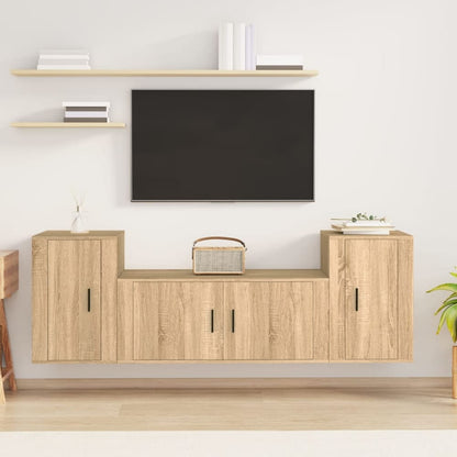 3 Piece TV Cabinet Set Engineered Wood Sonoma oak