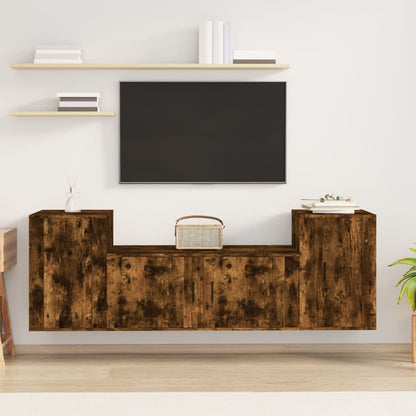 3 Piece TV Cabinet Set Engineered Wood Smoked oak