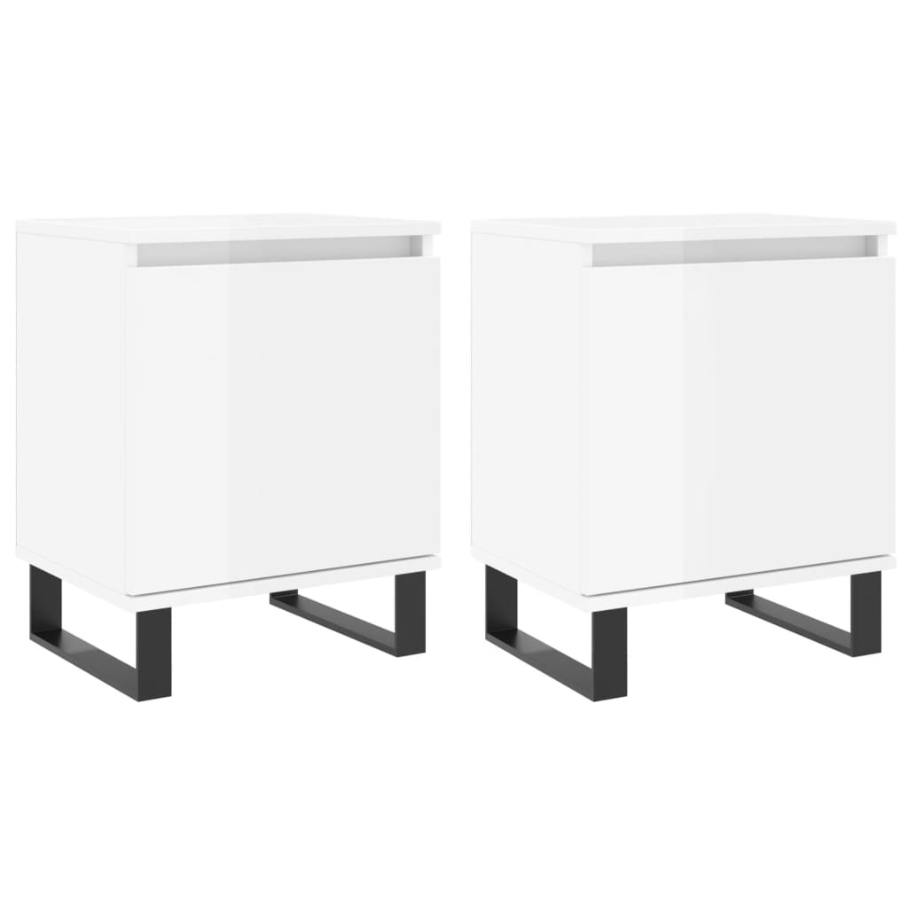 vidaXL Bedside Cabinets 2 pcs High Gloss White 40x30x50 cm Engineered Wood 2