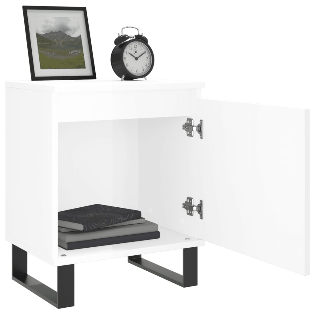 vidaXL Bedside Cabinets 2 pcs High Gloss White 40x30x50 cm Engineered Wood 4