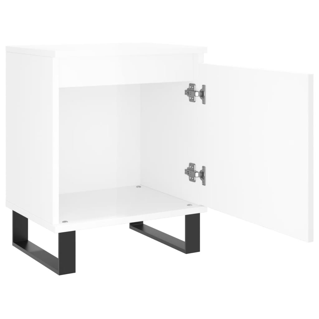 vidaXL Bedside Cabinets 2 pcs High Gloss White 40x30x50 cm Engineered Wood 6