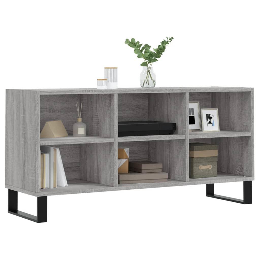 vidaXL TV Cabinet Grey Sonoma 103.5x30x50 cm Engineered Wood 3