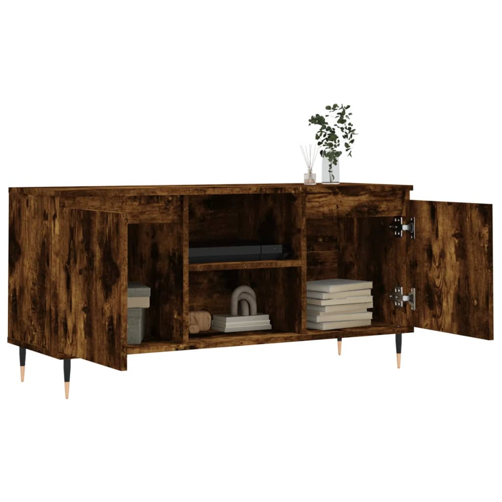 vidaXL TV Cabinet Smoked Oak 104x35x50 cm Engineered Wood 4