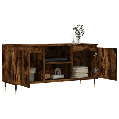 vidaXL TV Cabinet Smoked Oak 104x35x50 cm Engineered Wood 4
