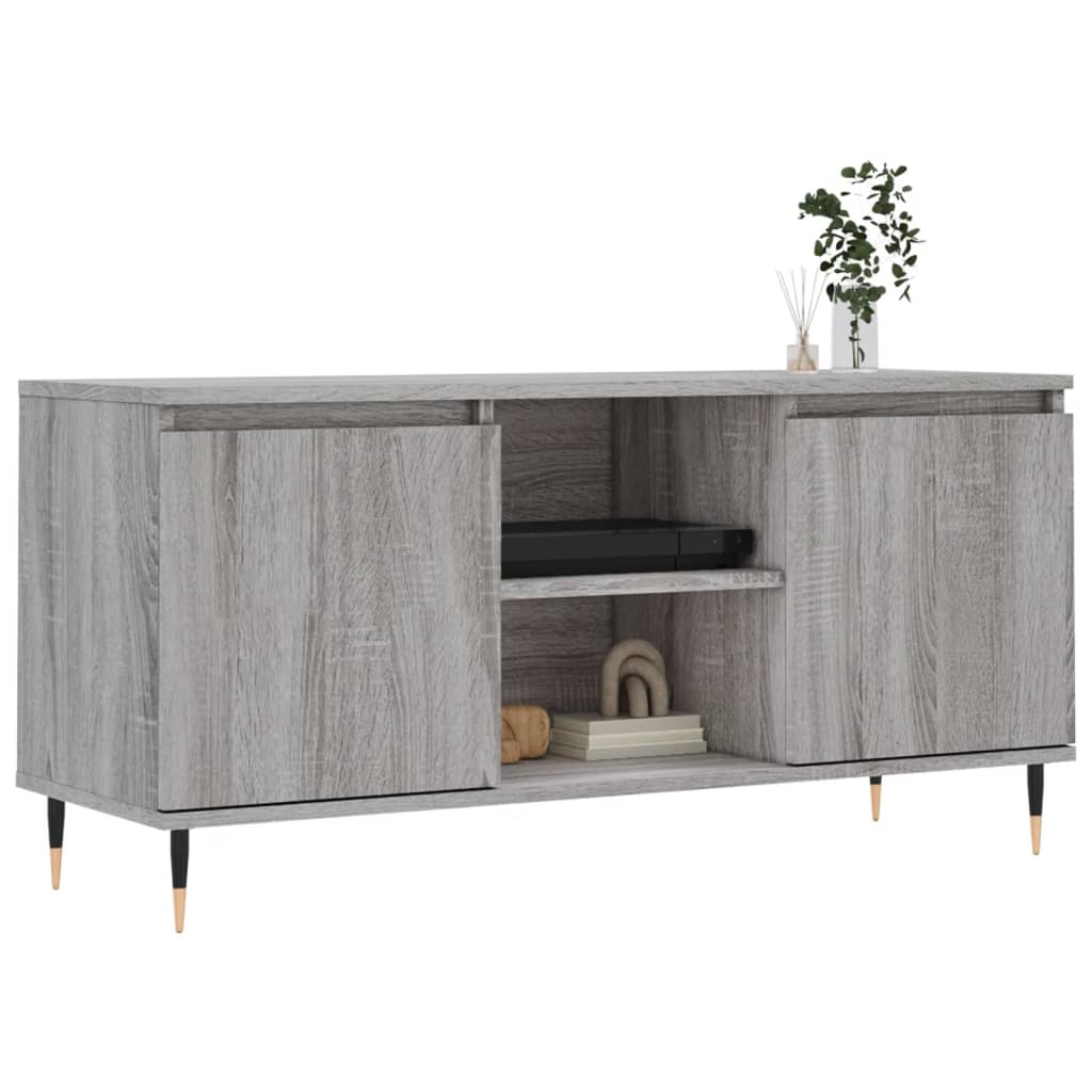 vidaXL TV Cabinet Grey Sonoma 104x35x50 cm Engineered Wood 3