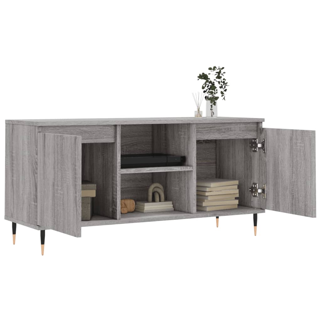vidaXL TV Cabinet Grey Sonoma 104x35x50 cm Engineered Wood 4