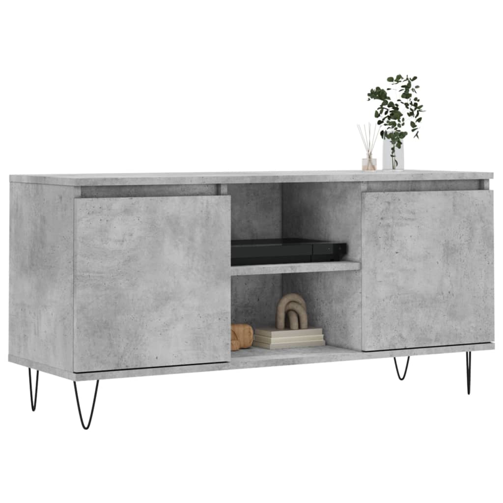 vidaXL TV Cabinet Concrete Grey 104x35x50 cm Engineered Wood 3
