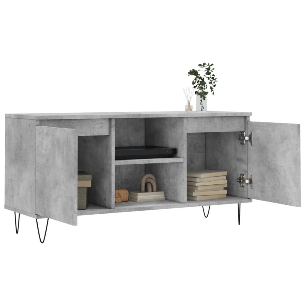 vidaXL TV Cabinet Concrete Grey 104x35x50 cm Engineered Wood 4
