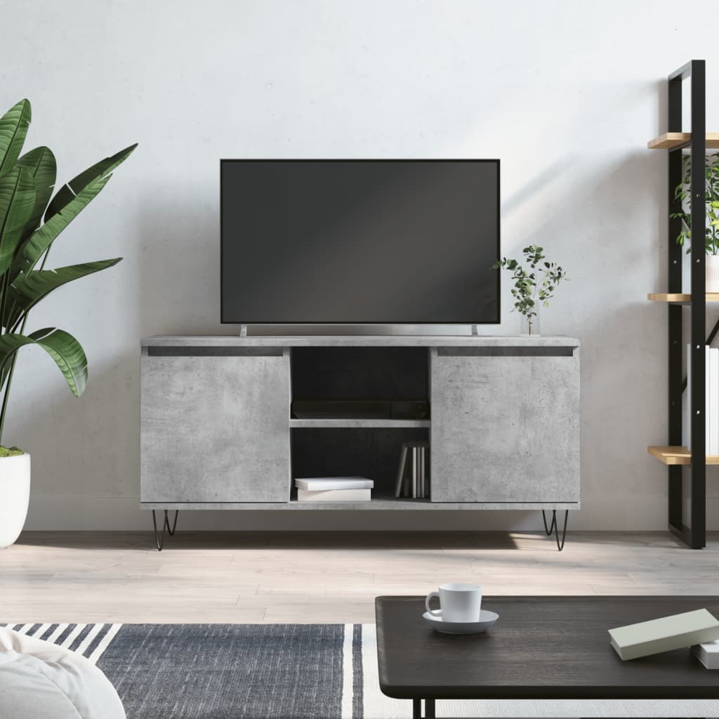vidaXL TV Cabinet Concrete Grey 104x35x50 cm Engineered Wood 1